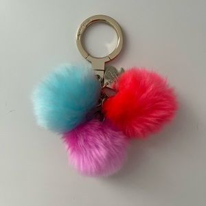 Rare Kate Spade Triple Colorful Pompom Keychain Bag Charm